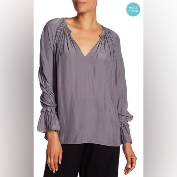 Ramy Brook New York Gray Boho Peasant Blouse Size Small - Picture 1 of 7